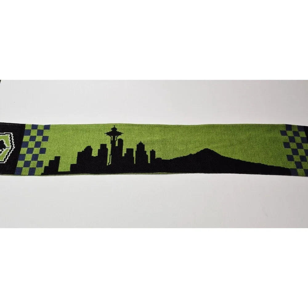 NWT Seattle Sounders FC Ruffneck Scarf MLS Checkered Skyline Green Black Soccer